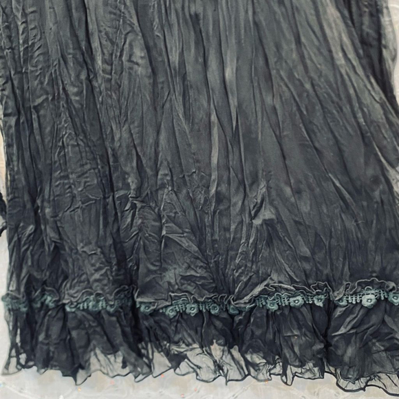 Y2K Christelle Gauze Chiffon Boho Mini Dress Crochet Beaded Detail Size M/L - Picture 3 of 7